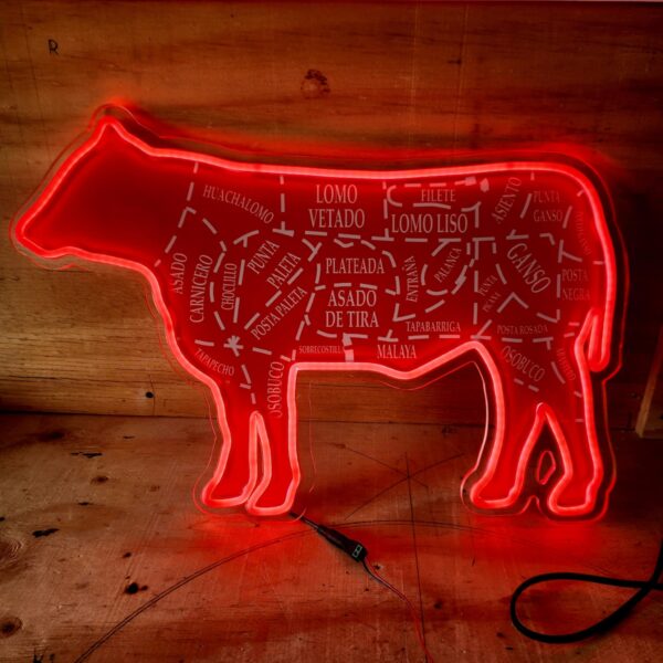 Vaca cortes carne Led Neon